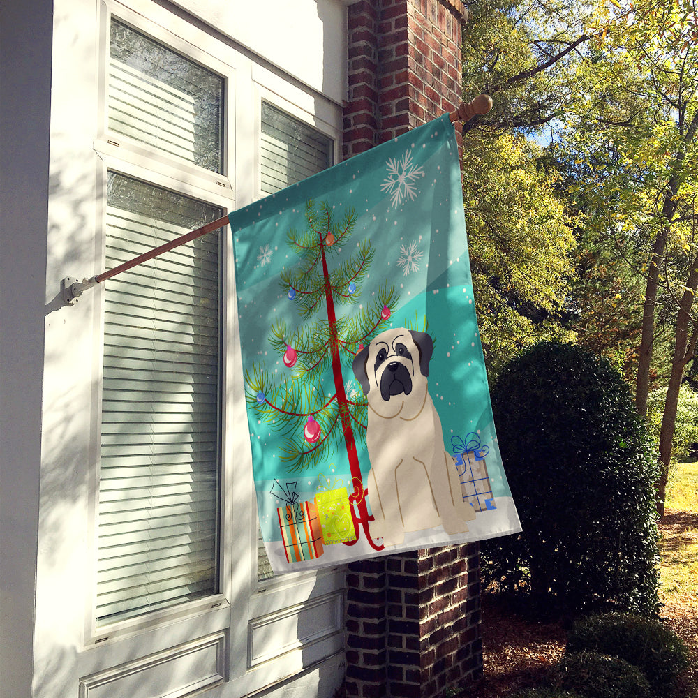 Merry Christmas Tree Mastiff White House Flag 28x40 Porch Sleeve Pole Decorative Outside Yard Banner Artwork Wall Hanging, Polyester