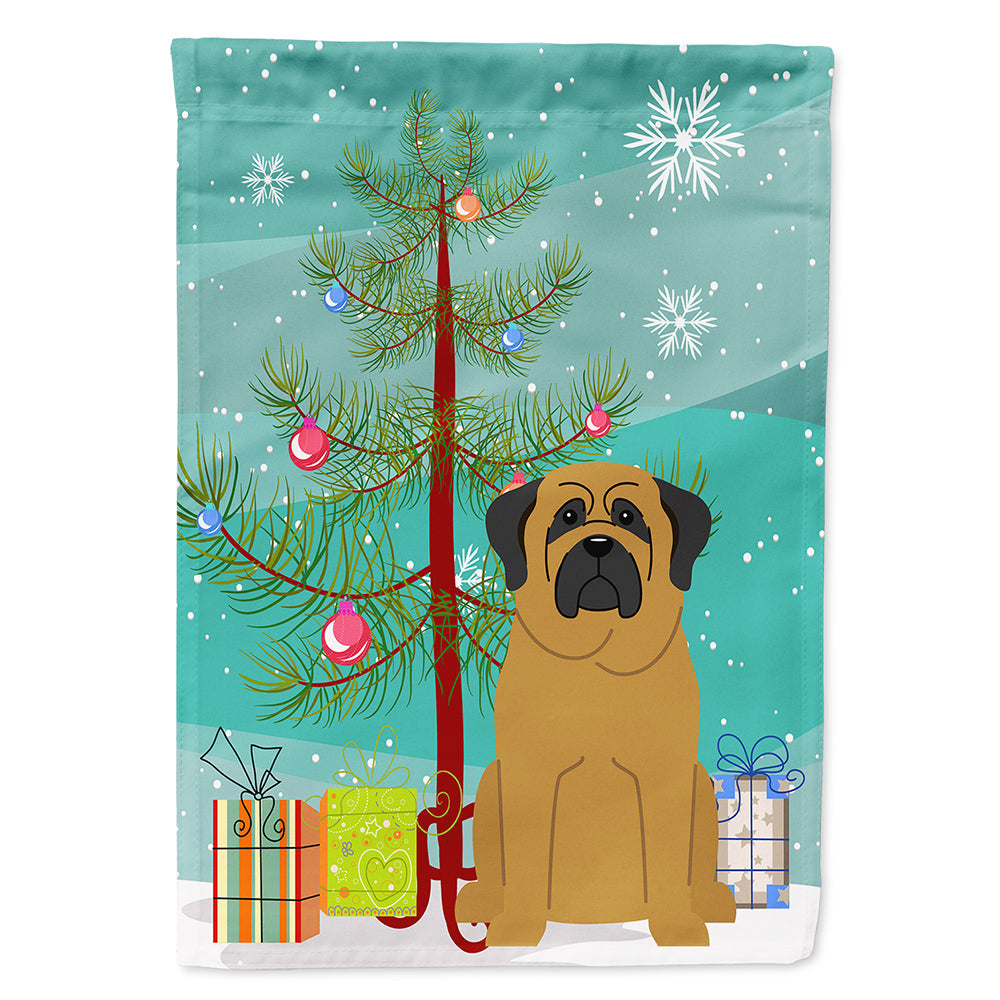 Merry Christmas Tree Mastiff House Flag 28x40 Porch Sleeve Pole Decorative Outside Yard Banner Artwork Wall Hanging, Polyester