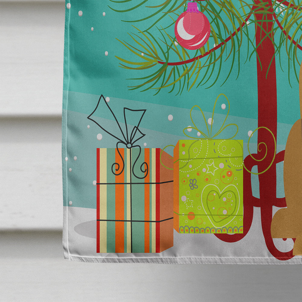 Merry Christmas Tree Mastiff House Flag 28x40 Porch Sleeve Pole Decorative Outside Yard Banner Artwork Wall Hanging, Polyester