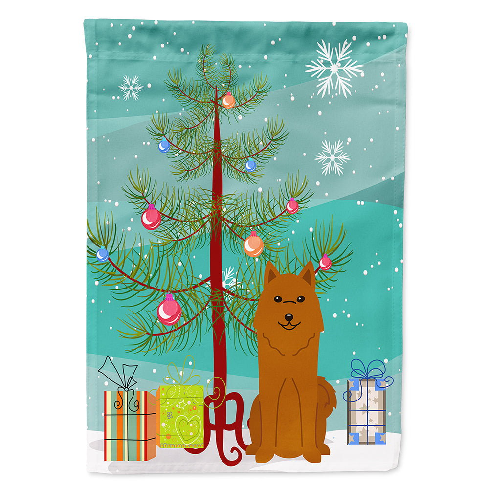 Merry Christmas Tree Karelian Bear Dog House Flag 28x40 Porch Sleeve Pole Decorative Outside Yard Banner Artwork Wall Hanging, Polyester