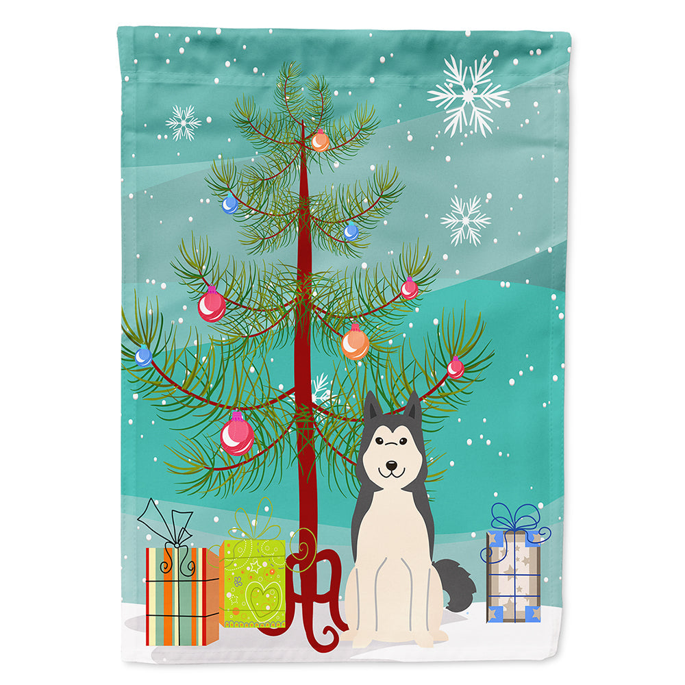 Merry Christmas Tree West Siberian Laika Spitz House Flag 28x40 Porch Sleeve Pole Decorative Outside Yard Banner Artwork Wall Hanging, Polyester
