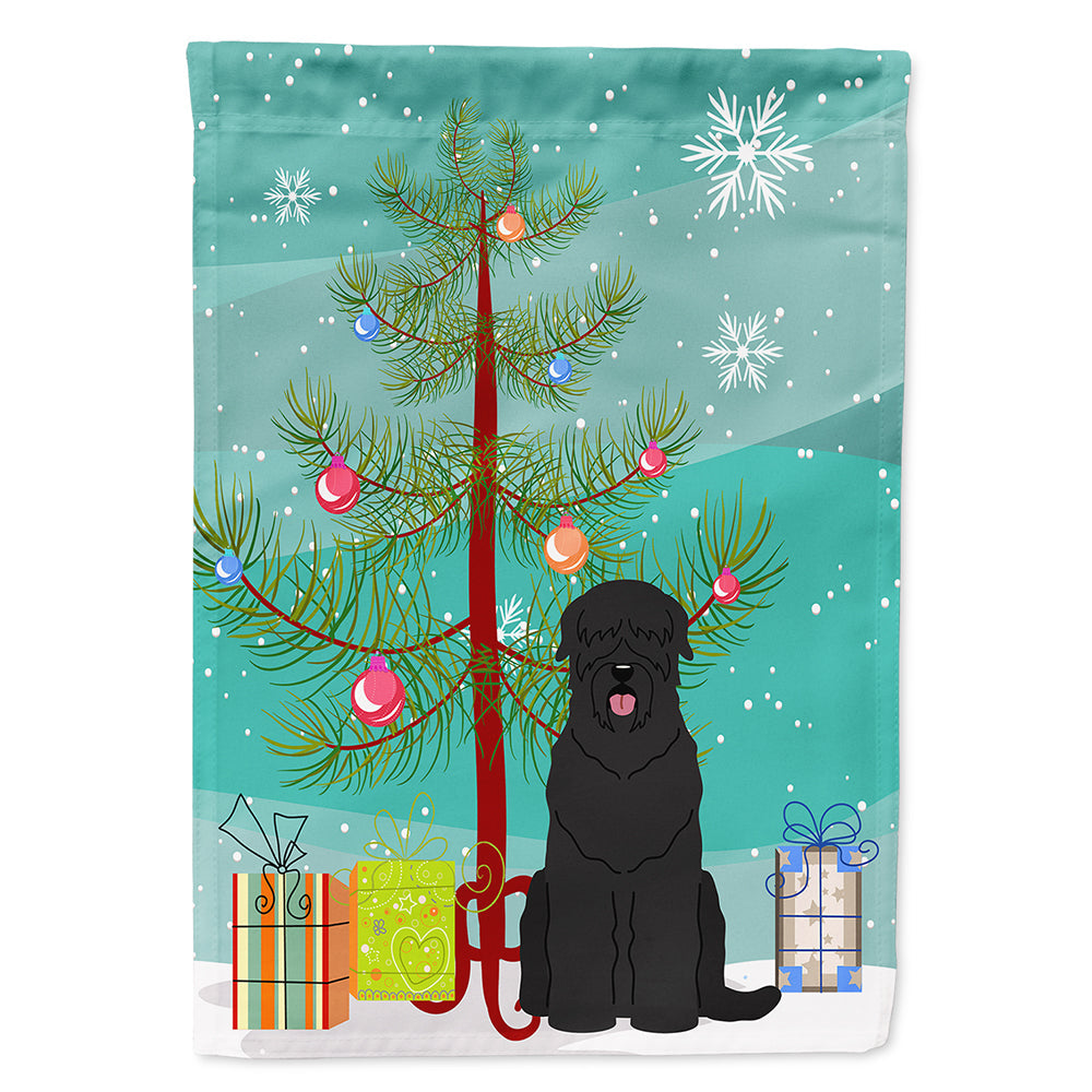 Merry Christmas Tree Black Russian Terrier House Flag 28x40 Porch Sleeve Pole Decorative Outside Yard Banner Artwork Wall Hanging, Polyester
