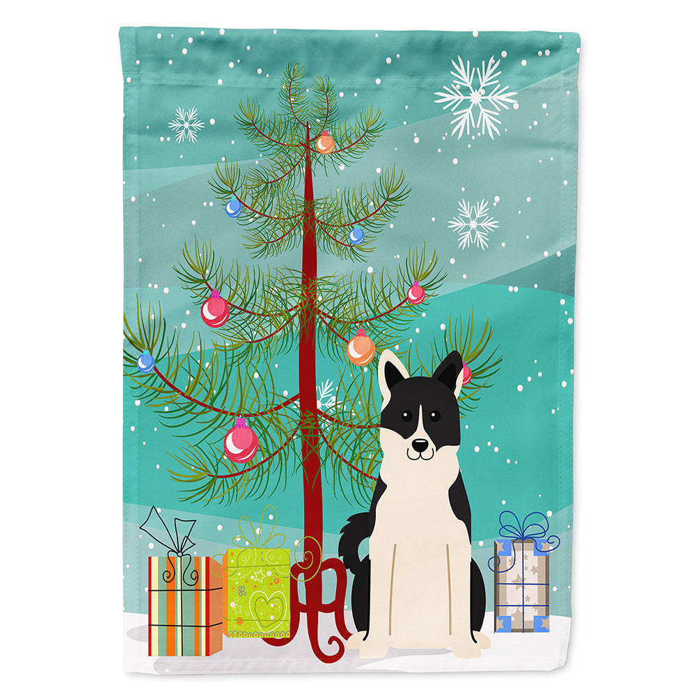 Merry Christmas Tree Russo-European Laika Spitz House Flag 28x40 Porch Sleeve Pole Decorative Outside Yard Banner Artwork Wall Hanging, Polyester