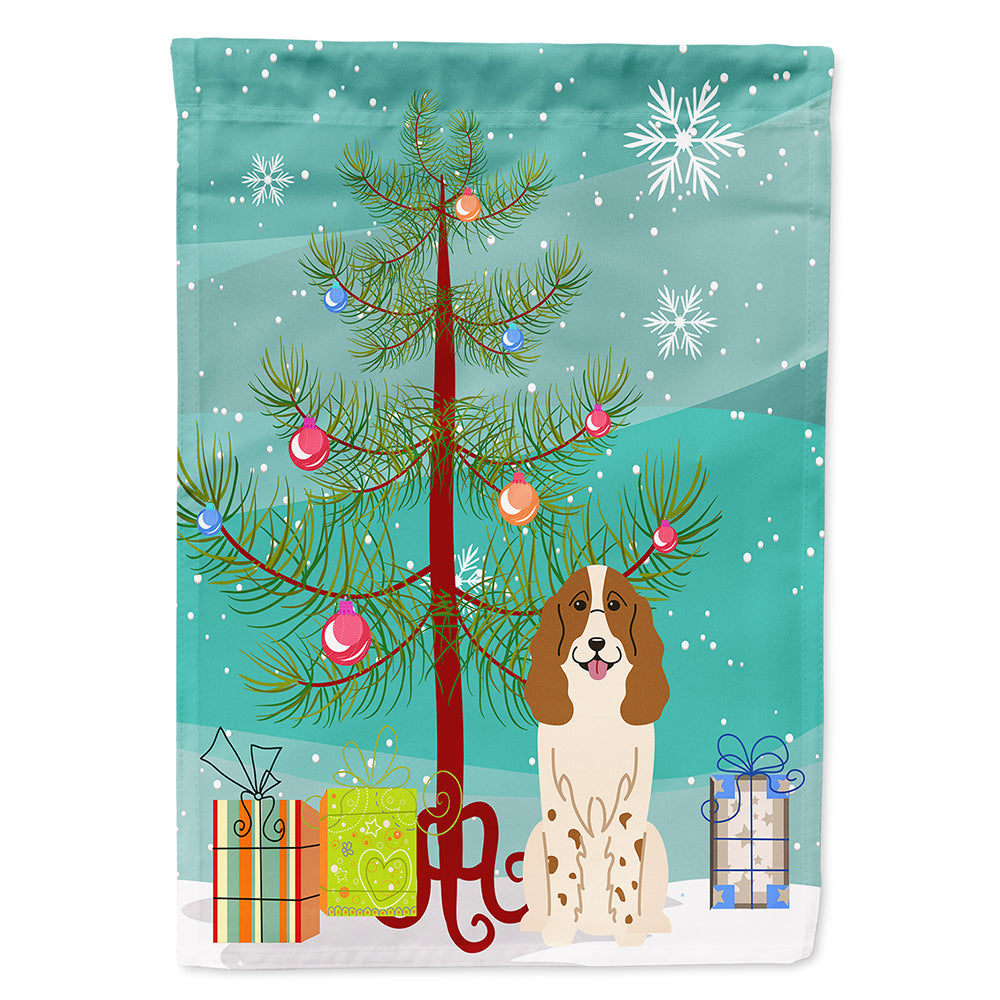 Merry Christmas Tree Russian Spaniel House Flag 28x40 Porch Sleeve Pole Decorative Outside Yard Banner Artwork Wall Hanging, Polyester