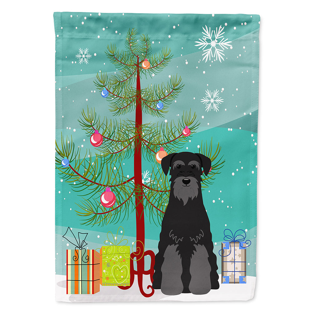 Merry Christmas Tree Standard Schnauzer Black House Flag 28x40 Porch Sleeve Pole Decorative Outside Yard Banner Artwork Wall Hanging, Polyester