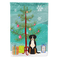 Merry Christmas Tree Greater Swiss Mountain Dog House Flag 28x40 Porch Sleeve Pole Decorative Outside Yard Banner Artwork Wall Hanging, Polyester