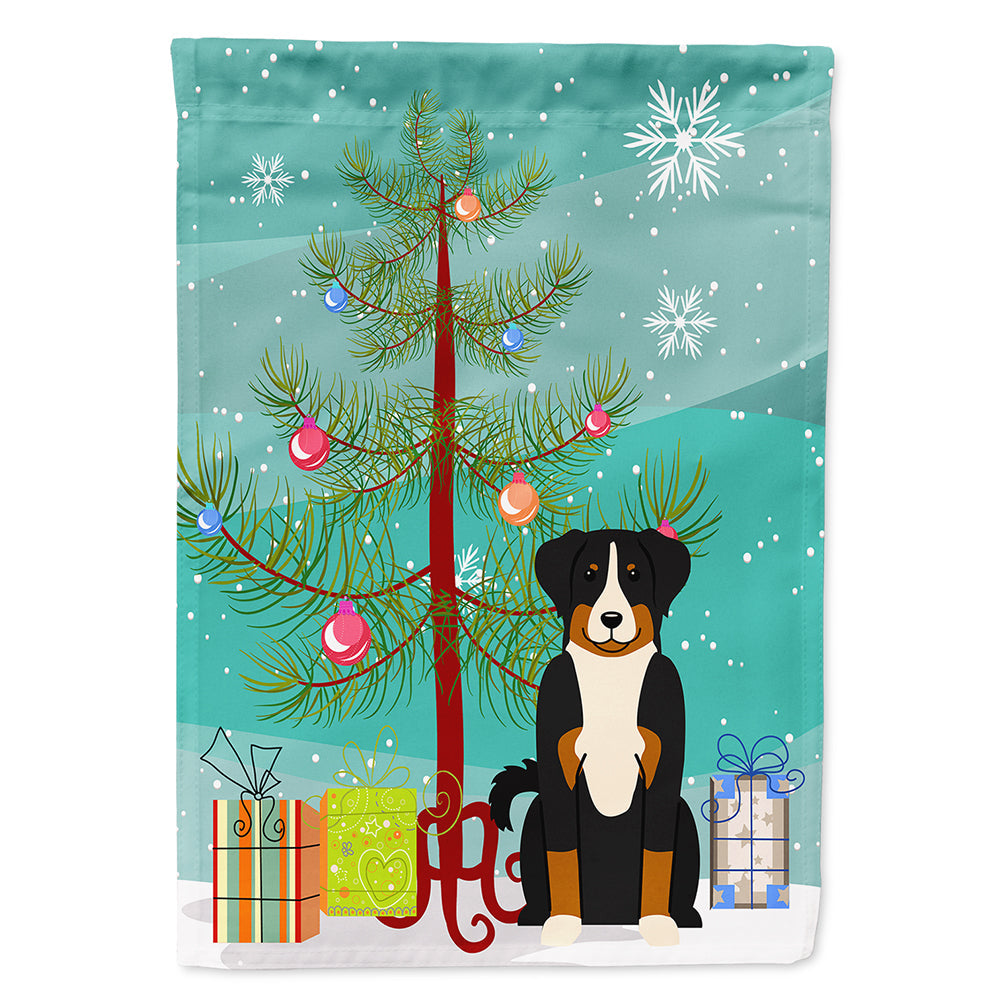 Merry Christmas Tree Appenzeller Sennenhund House Flag 28x40 Porch Sleeve Pole Decorative Outside Yard Banner Artwork Wall Hanging, Polyester