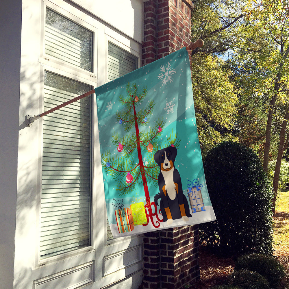 Merry Christmas Tree Appenzeller Sennenhund House Flag 28x40 Porch Sleeve Pole Decorative Outside Yard Banner Artwork Wall Hanging, Polyester