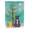 Merry Christmas Tree Staffordshire Bull Terrier Blue House Flag 28x40 Porch Sleeve Pole Decorative Outside Yard Banner Artwork Wall Hanging, Polyester