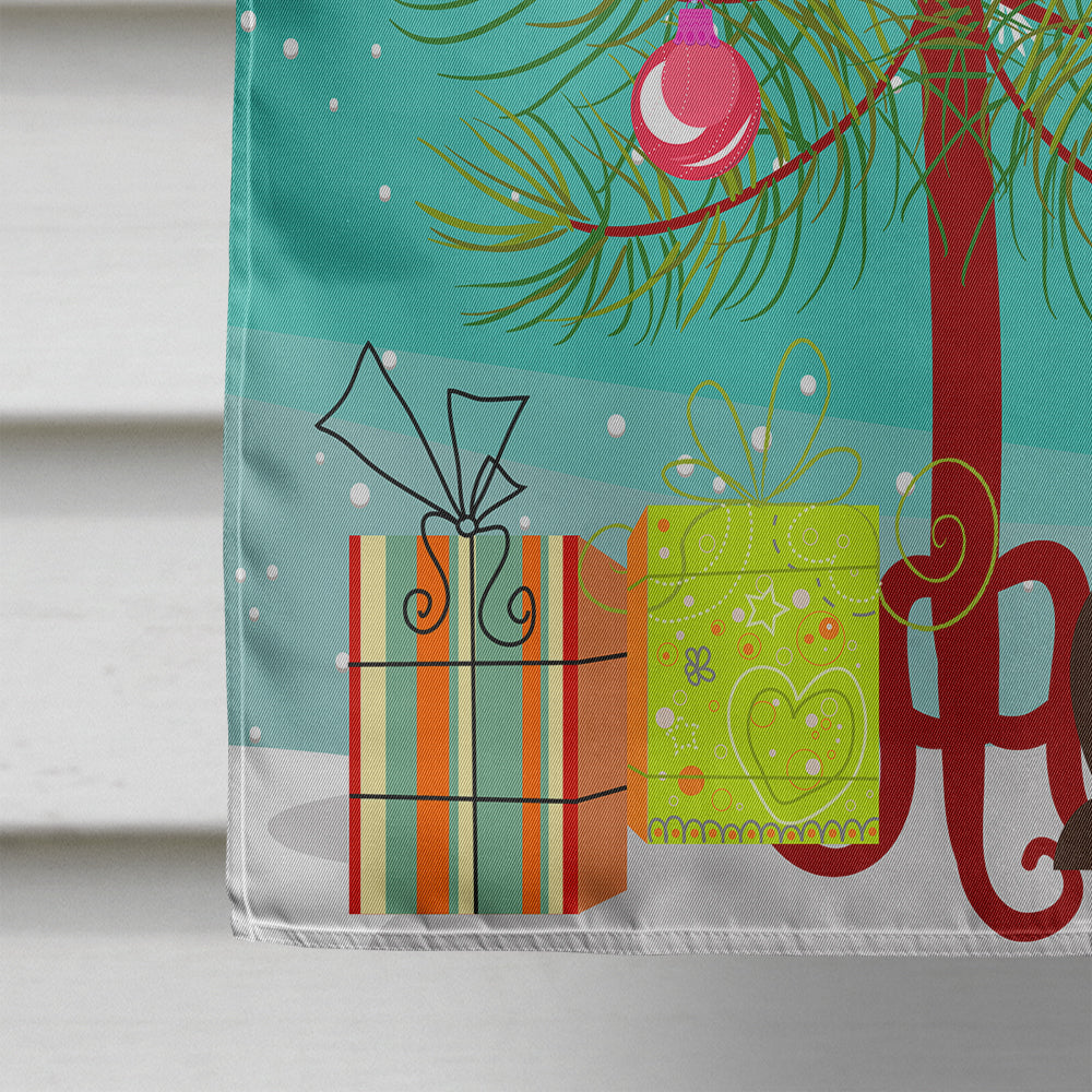 Merry Christmas Tree Staffordshire Bull Terrier Chocolate House Flag 28x40 Porch Sleeve Pole Decorative Outside Yard Banner Artwork Wall Hanging, Polyester