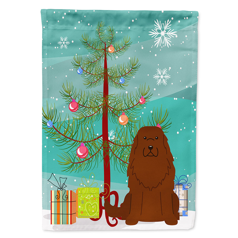 Merry Christmas Tree Caucasian Shepherd Dog House Flag 28x40 Porch Sleeve Pole Decorative Outside Yard Banner Artwork Wall Hanging, Polyester