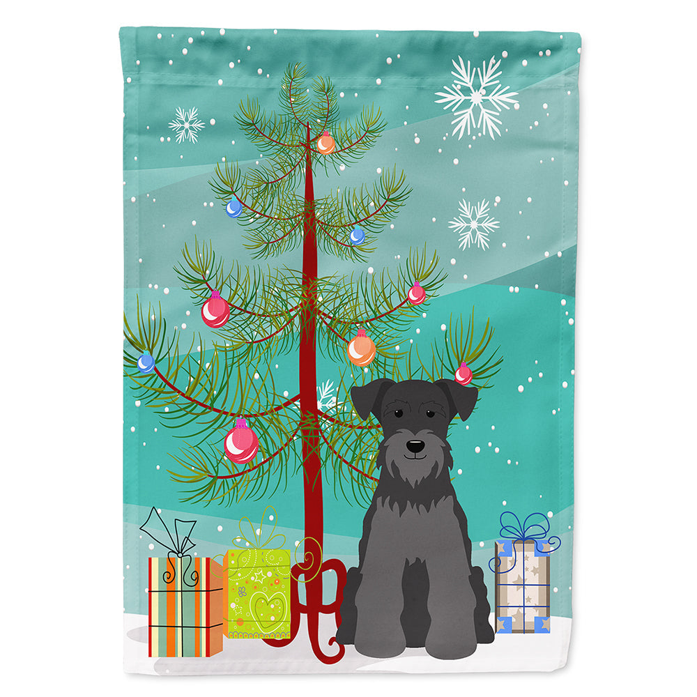 Merry Christmas Tree Miniature Schnauzer Black House Flag 28x40 Porch Sleeve Pole Decorative Outside Yard Banner Artwork Wall Hanging, Polyester