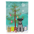 Merry Christmas Tree Miniature Schnauzer Black Silver House Flag 28x40 Porch Sleeve Pole Decorative Outside Yard Banner Artwork Wall Hanging, Polyester