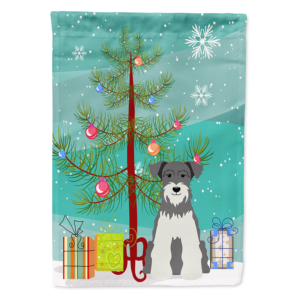Merry Christmas Tree Miniature Schnauzer Salt and Pepper House Flag 28x40 Porch Sleeve Pole Decorative Outside Yard Banner Artwork Wall Hanging, Polyester