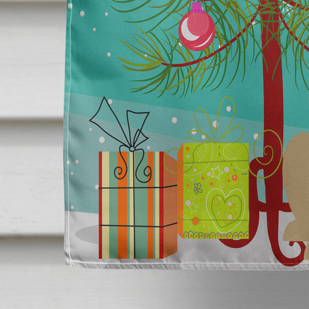 Merry Christmas Tree Yellow Labrador House Flag 28x40 Porch Sleeve Pole Decorative Outside Yard Banner Artwork Wall Hanging, Polyester