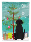 Merry Christmas Tree Black Labrador House Flag 28x40 Porch Sleeve Pole Decorative Outside Yard Banner Artwork Wall Hanging, Polyester
