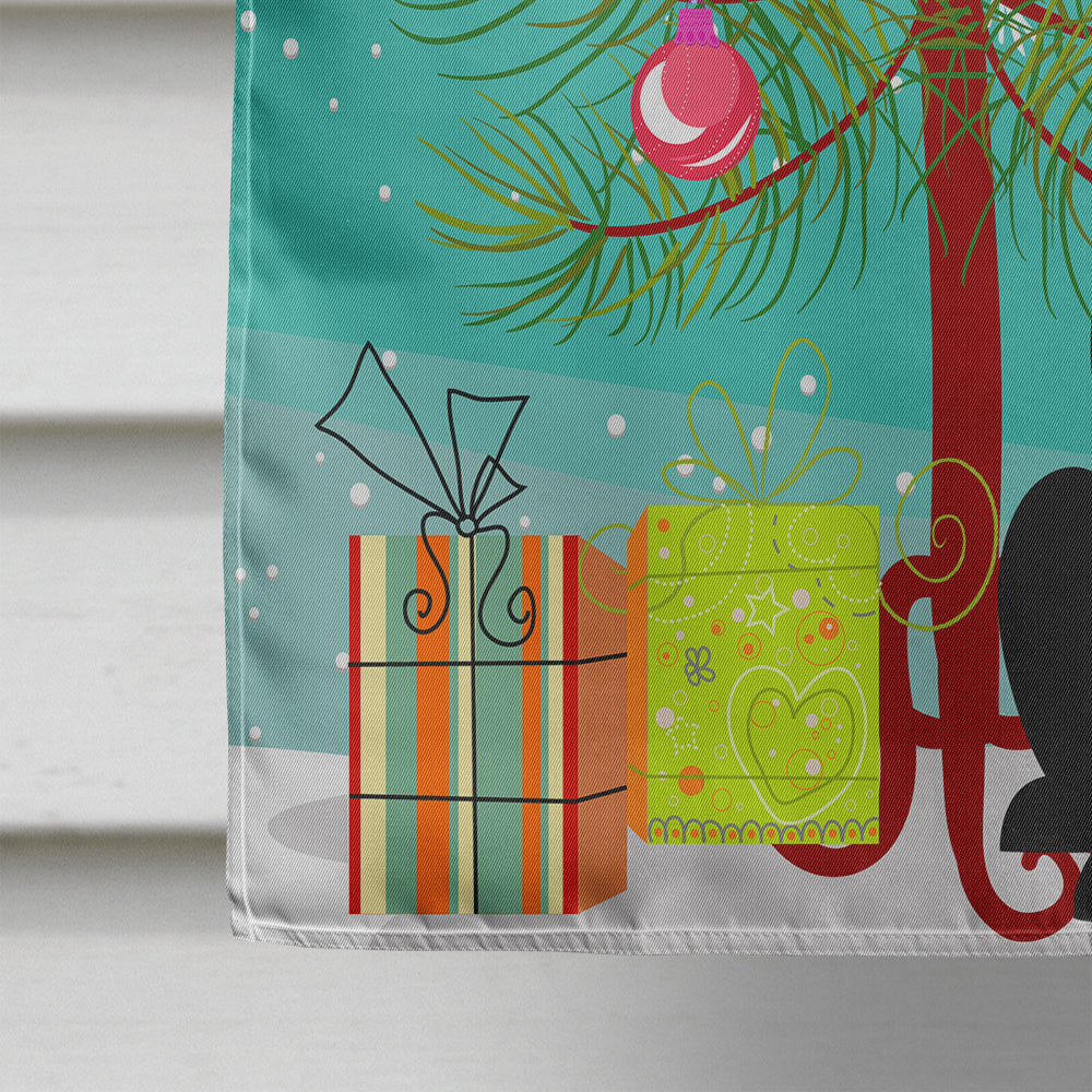 Merry Christmas Tree Black Labrador House Flag 28x40 Porch Sleeve Pole Decorative Outside Yard Banner Artwork Wall Hanging, Polyester