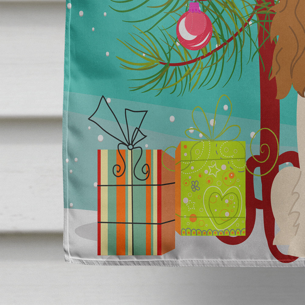 Merry Christmas Tree Cavalier Spaniel House Flag 28x40 Porch Sleeve Pole Decorative Outside Yard Banner Artwork Wall Hanging, Polyester