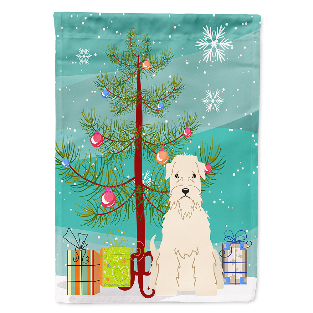 Merry Christmas Tree Soft Coated Wheaten Terrier House Flag 28x40 Porch Sleeve Pole Decorative Outside Yard Banner Artwork Wall Hanging, Polyester