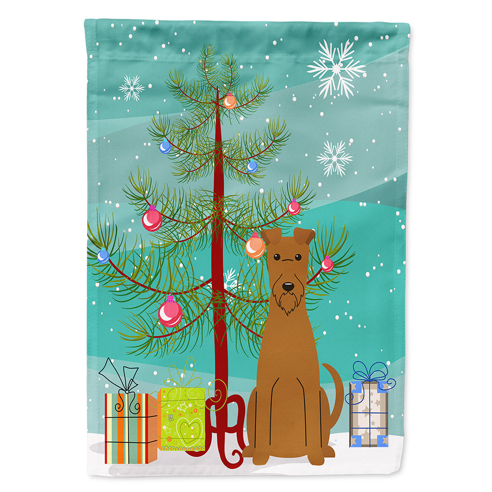 Merry Christmas Tree Irish Terrier House Flag 28x40 Porch Sleeve Pole Decorative Outside Yard Banner Artwork Wall Hanging, Polyester