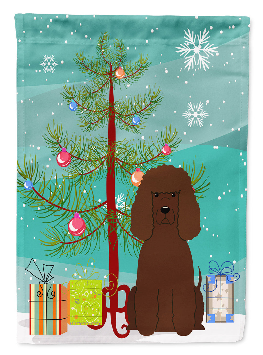 Merry Christmas Tree Irish Water Spaniel House Flag 28x40 Porch Sleeve Pole Decorative Outside Yard Banner Artwork Wall Hanging, Polyester