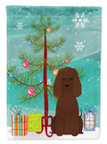 Merry Christmas Tree Irish Water Spaniel House Flag 28x40 Porch Sleeve Pole Decorative Outside Yard Banner Artwork Wall Hanging, Polyester