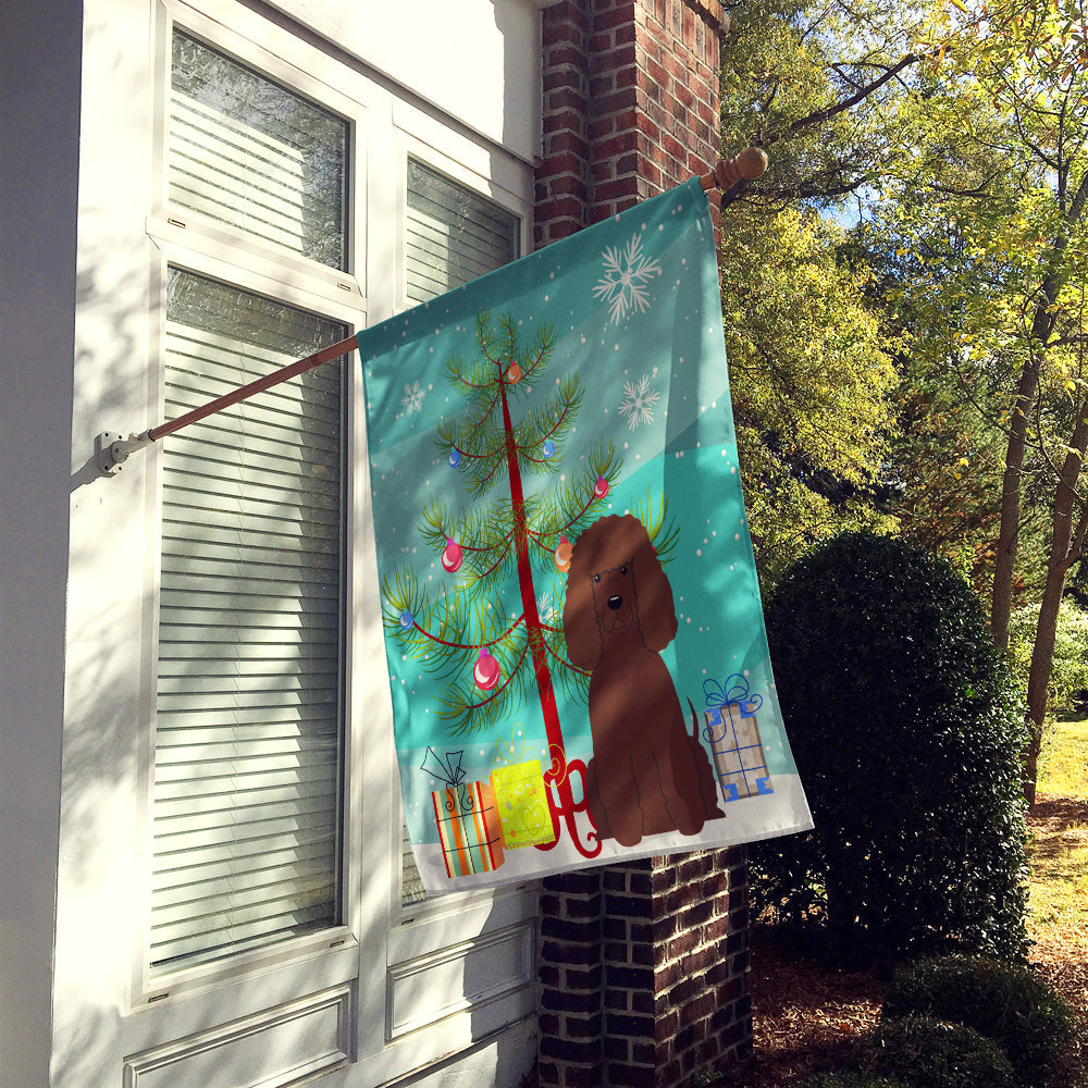 Merry Christmas Tree Irish Water Spaniel House Flag 28x40 Porch Sleeve Pole Decorative Outside Yard Banner Artwork Wall Hanging, Polyester