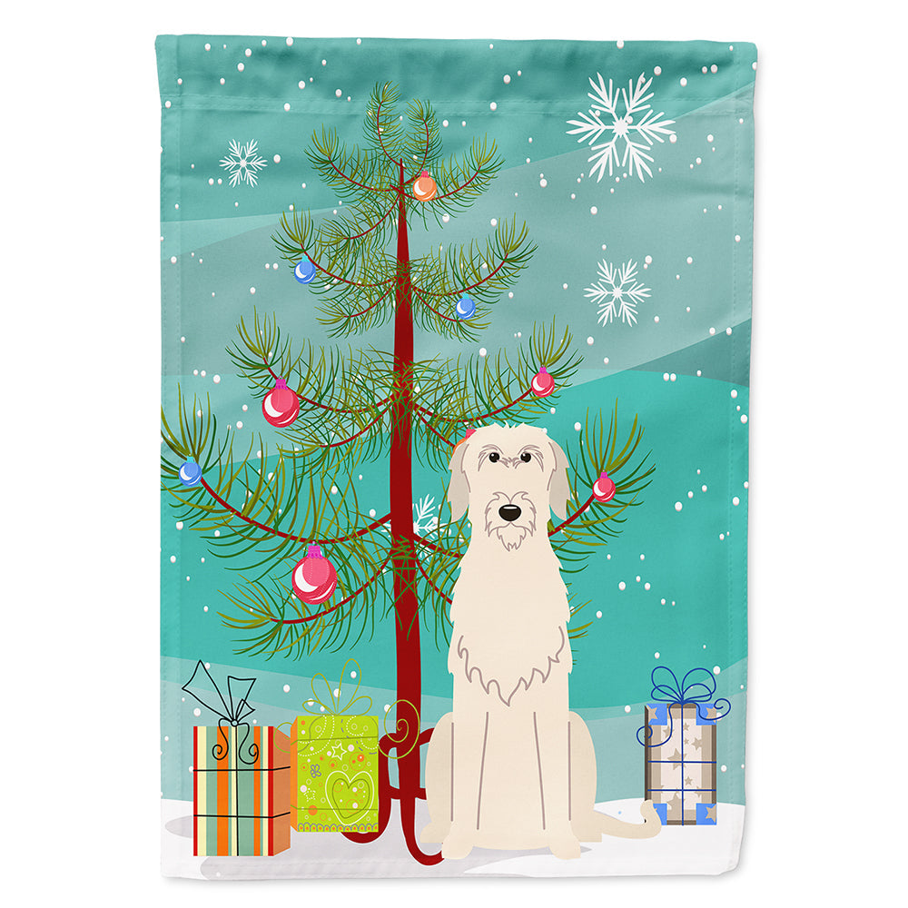 Merry Christmas Tree Irish Wolfhound House Flag 28x40 Porch Sleeve Pole Decorative Outside Yard Banner Artwork Wall Hanging, Polyester