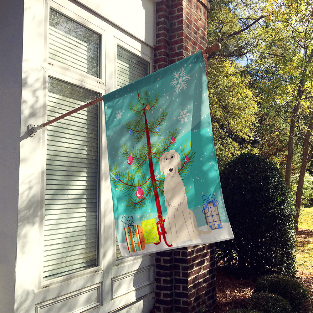 Merry Christmas Tree Irish Wolfhound House Flag 28x40 Porch Sleeve Pole Decorative Outside Yard Banner Artwork Wall Hanging, Polyester