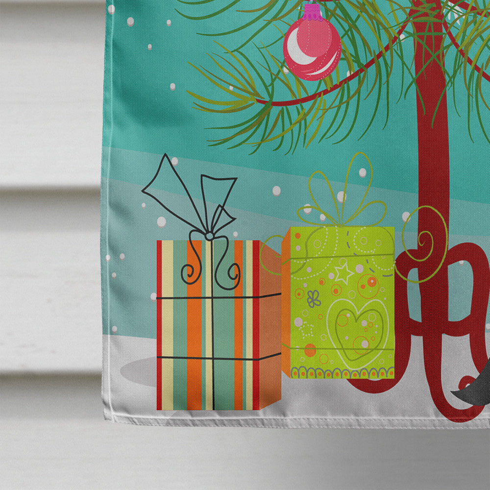 Merry Christmas Tree German Shepherd House Flag 28x40 Porch Sleeve Pole Decorative Outside Yard Banner Artwork Wall Hanging, Polyester