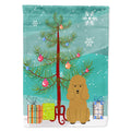 Merry Christmas Tree Poodle Tan House Flag 28x40 Porch Sleeve Pole Decorative Outside Yard Banner Artwork Wall Hanging, Polyester