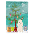 Merry Christmas Tree Poodle White House Flag 28x40 Porch Sleeve Pole Decorative Outside Yard Banner Artwork Wall Hanging, Polyester