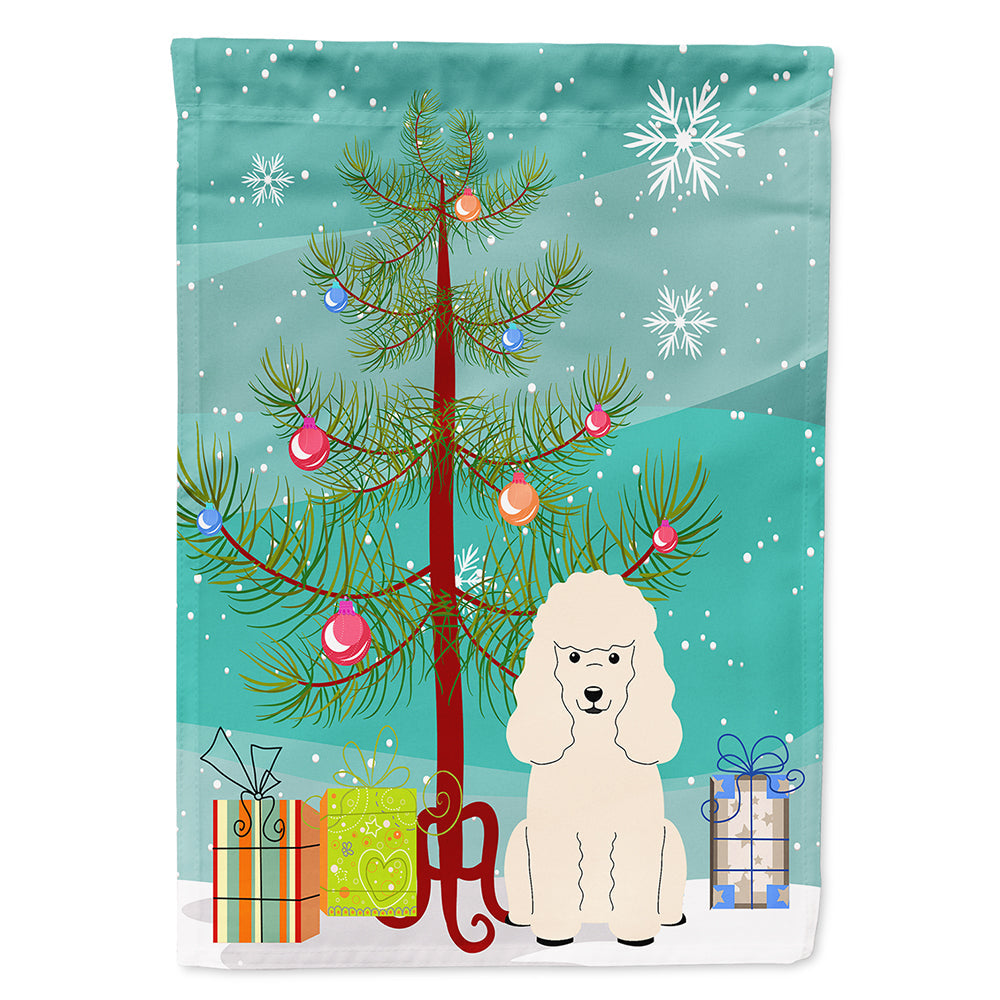 Merry Christmas Tree Poodle White House Flag 28x40 Porch Sleeve Pole Decorative Outside Yard Banner Artwork Wall Hanging, Polyester