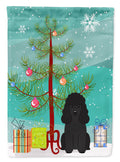 Merry Christmas Tree Poodle Black House Flag 28x40 Porch Sleeve Pole Decorative Outside Yard Banner Artwork Wall Hanging, Polyester
