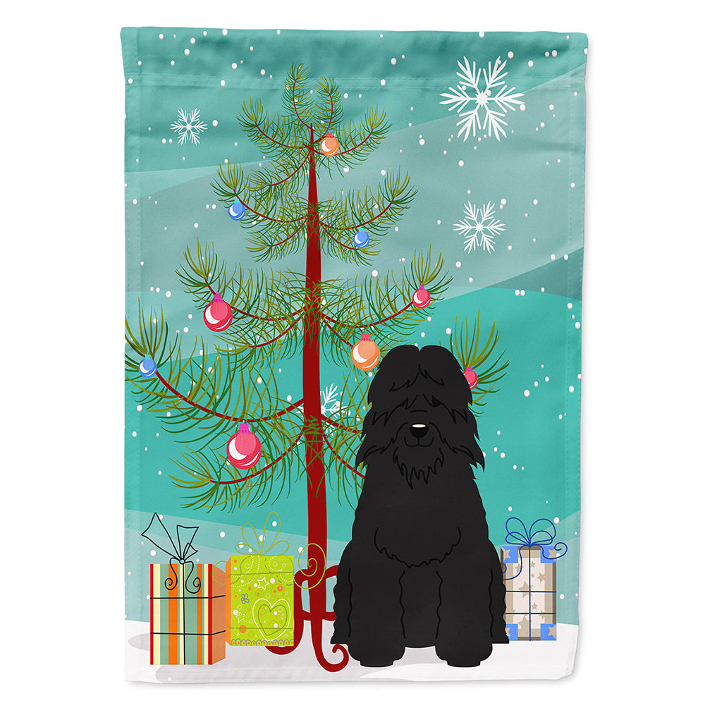 Merry Christmas Tree Bouvier des Flandres House Flag 28x40 Porch Sleeve Pole Decorative Outside Yard Banner Artwork Wall Hanging, Polyester