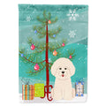 Merry Christmas Tree Bichon Frise House Flag 28x40 Porch Sleeve Pole Decorative Outside Yard Banner Artwork Wall Hanging, Polyester