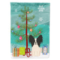 Merry Christmas Tree Papillon Black White House Flag 28x40 Porch Sleeve Pole Decorative Outside Yard Banner Artwork Wall Hanging, Polyester