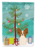 Merry Christmas Tree Papillon Red White House Flag 28x40 Porch Sleeve Pole Decorative Outside Yard Banner Artwork Wall Hanging, Polyester