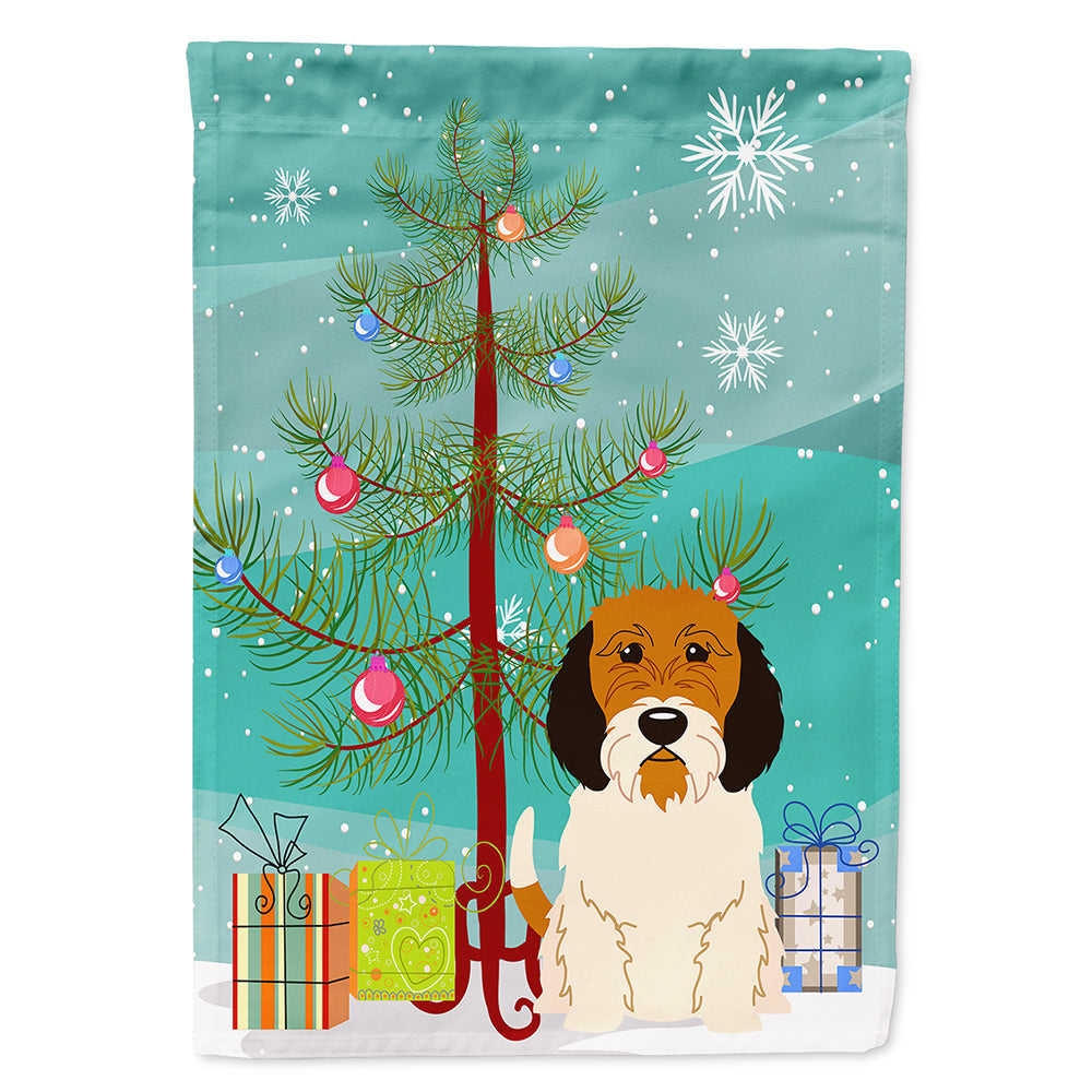 Merry Christmas Tree Petit Basset Griffon Veenden House Flag 28x40 Porch Sleeve Pole Decorative Outside Yard Banner Artwork Wall Hanging, Polyester