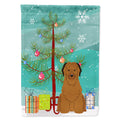 Merry Christmas Tree Briard Brown House Flag 28x40 Porch Sleeve Pole Decorative Outside Yard Banner Artwork Wall Hanging, Polyester