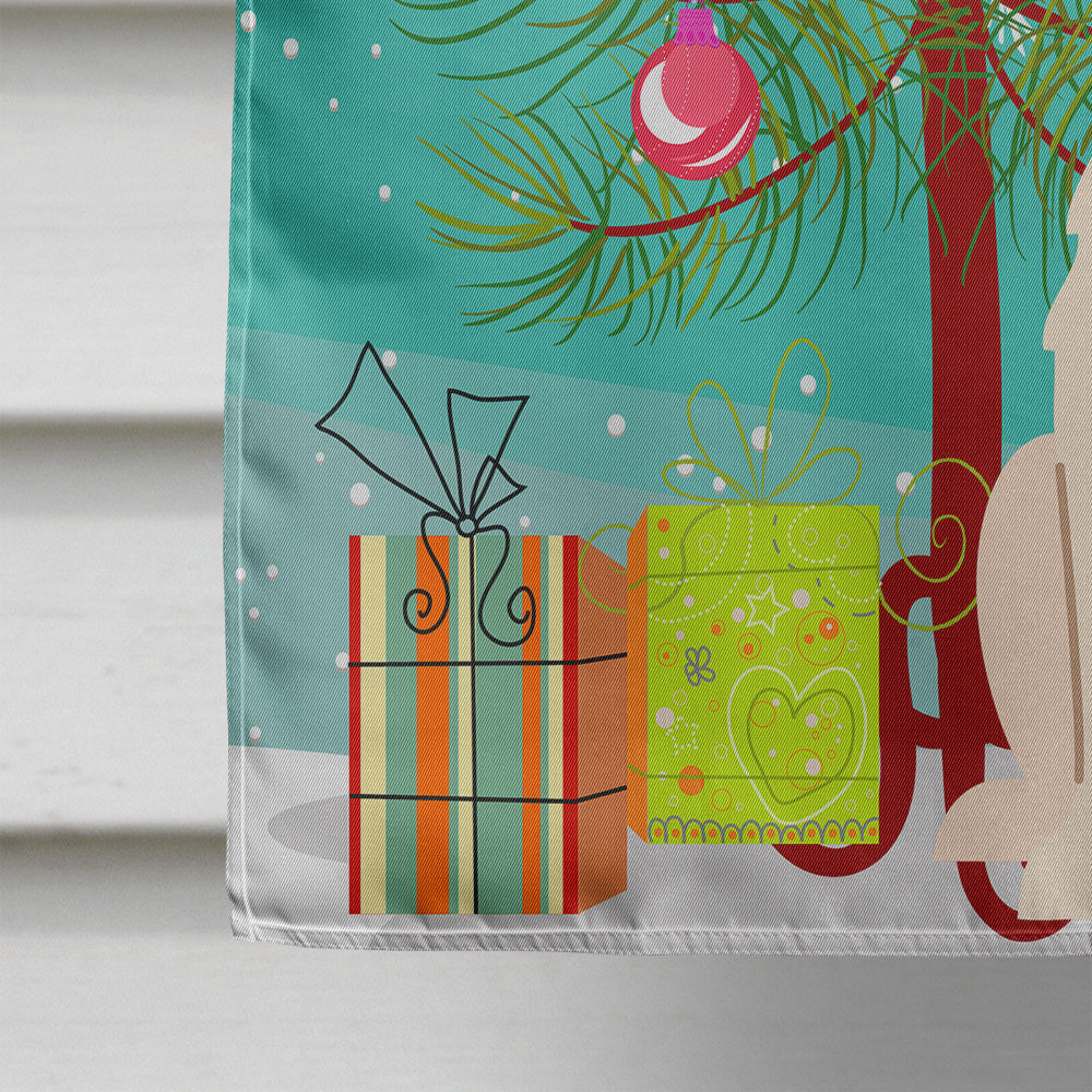 Merry Christmas Tree Great Pyrenese House Flag 28x40 Porch Sleeve Pole Decorative Outside Yard Banner Artwork Wall Hanging, Polyester