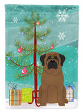 Merry Christmas Tree Bullmastiff House Flag 28x40 Porch Sleeve Pole Decorative Outside Yard Banner Artwork Wall Hanging, Polyester