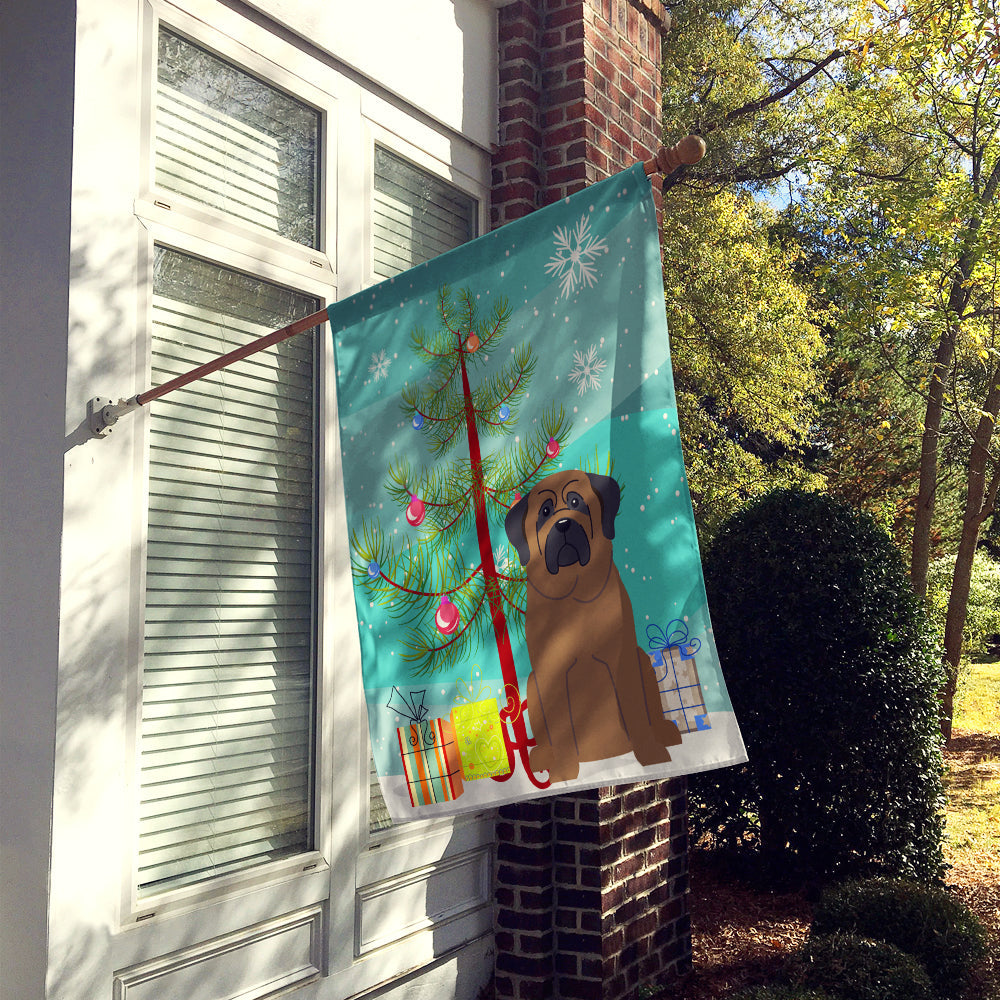 Merry Christmas Tree Bullmastiff House Flag 28x40 Porch Sleeve Pole Decorative Outside Yard Banner Artwork Wall Hanging, Polyester