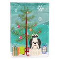 Merry Christmas Tree Shih Tzu Black White House Flag 28x40 Porch Sleeve Pole Decorative Outside Yard Banner Artwork Wall Hanging, Polyester