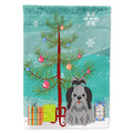 Merry Christmas Tree Shih Tzu Black Silver House Flag 28x40 Porch Sleeve Pole Decorative Outside Yard Banner Artwork Wall Hanging, Polyester