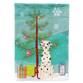 Merry Christmas Tree Dalmatian House Flag 28x40 Porch Sleeve Pole Decorative Outside Yard Banner Artwork Wall Hanging, Polyester