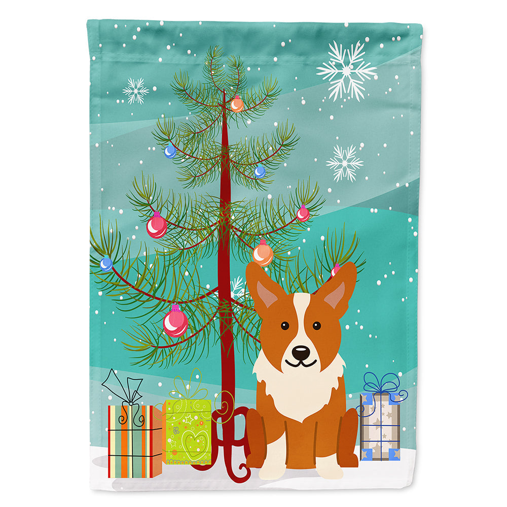 Merry Christmas Tree Corgi House Flag 28x40 Porch Sleeve Pole Decorative Outside Yard Banner Artwork Wall Hanging, Polyester