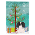 Merry Christmas Tree Pekingese Black White House Flag 28x40 Porch Sleeve Pole Decorative Outside Yard Banner Artwork Wall Hanging, Polyester