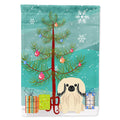 Merry Christmas Tree Pekingese Cream House Flag 28x40 Porch Sleeve Pole Decorative Outside Yard Banner Artwork Wall Hanging, Polyester