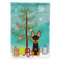 Merry Christmas Tree English Toy Terrier House Flag 28x40 Porch Sleeve Pole Decorative Outside Yard Banner Artwork Wall Hanging, Polyester